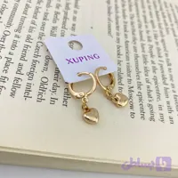 گوشواره زنانه ژوپینگ مدل قلب آویز - طلایی و ضد حساسیت