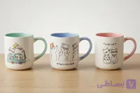 ماگ داخل رنگی لبه موج حیوانات گروهی