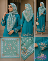 روسری طرح «مروارید آبی»