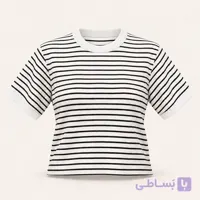 تیشرت یقه هفت راه راه زنانه زارا سفید