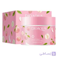 ماسک و اسکراب صورت بایو آکوا مدل هلو حجم 140 میلی‌لیتر، آبرسان، نرم‌کننده، لایه‌بردار قوی، پاکسازی منافذ، رفع سلول‌های مرده، شفاف‌کننده، حاوی عصاره هلو و کره جوجوبا، مناسب پوست معمولی