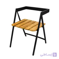 صندلی تمام فلز با کفی چوب طرح مربعی مدل CH4