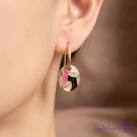 گوشواره ژوپینگ مدل پلاک آرت ژئومتریک رنگی رنگی (ضد حساسیت و رنگ ثابت)