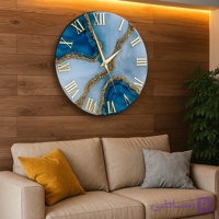 ساعت دیواری لوکس آبی و طلاییW233
