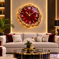 ساعت دیواری رزینی روژین با نور پردازی ملایم کد570