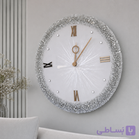 ساعت دیواری رزینی مدل الما کد ۴۸۰ |مدل کریستال نقره ای سفید