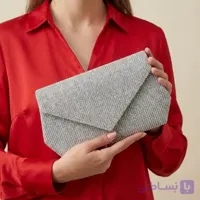 کیف مجلسی زنانه نقره ایی مدل پاکتی