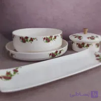 سرویس غذا خوری و پذیرایی سرامیکی طرح گلسرخی