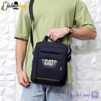 کیف دوشی و دستی مردانه برزنتی مشکی سه خانه جاتبلتی دار