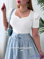 تیشرت زنانه یقه دلبر چین‌دار کبریتی پنبه