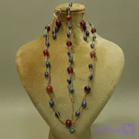 نیم ست سنگ طبیعی عقیق کارنلین و شاه مقصود/دستساز