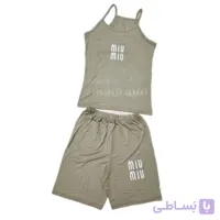 عمده پک 10 عددی (7 رنگ) – ست تاپ شورتک زنانه بنددار طرح دار miu miu