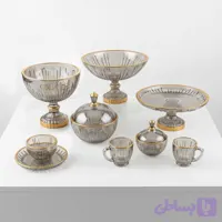 سرویس پذیرایی بلور پیانو دودی طلامات 12 نفره