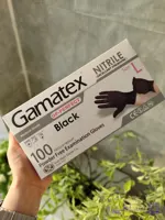 دستکش معاینه نیتریل مشکی گاماتکس (Gamatex) بدون پودر 100 عددی سایز لارج (L)