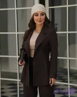 کت و شلوار یقه انگلیسی کمر پیلی تک دکمه