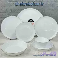 سرویس غذاخوری گلدن اوپال ۲۶پارچه مدل استراکچر لب طلا