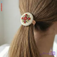 کش مو پته دوزی طرح گل یاقوت