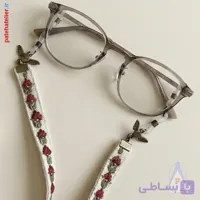 بند عینک پته دوزی طرح گل یاقوت