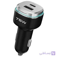 شارژر فندکی بی سیم پاورولوژی PCCSR024 75W دو پورت