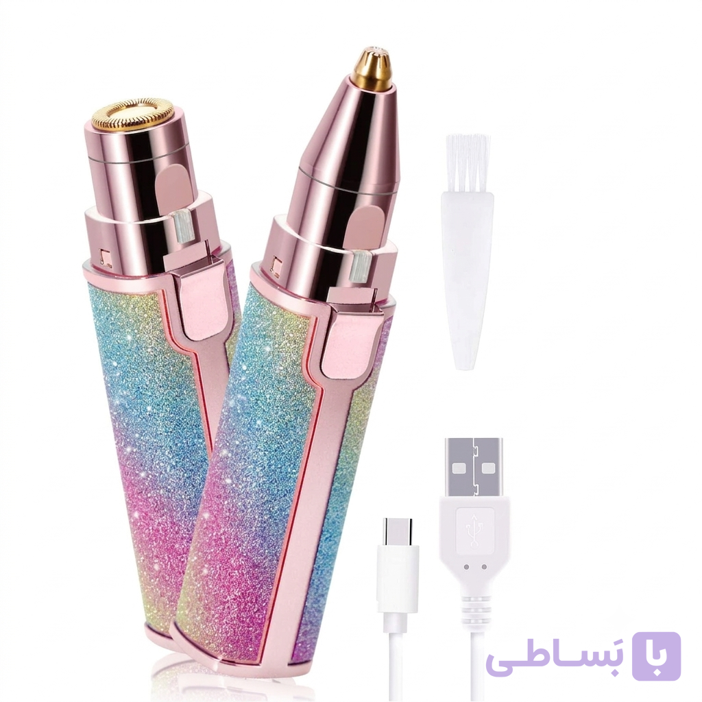 شیور و موزن ۲ کاره شارژی صورت و ابرو طرح ماتیکی اکلیلی اورجینال