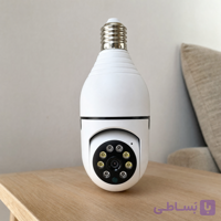 دوربین مداربسته لامپی چرخشی هوشمند V380 اورجینال 3 مگاپیکسل وای فای 360 درجه با دید در شب تمام رنگی و مکالمه دوطرفه