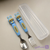 ست قاشق و چنگال کودک طرح لبوبو اورجینال استیل ضد زنگ 304 همراه با باکس مسافرتی بهداشتی