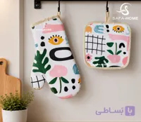 ست 2 تکه دستکش فر و دستگیره آشپزخانه کتان خارجی