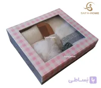 باکس لوازم حمام طرح چهارخونه صورتی