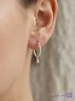گوشواره حلقه ای توپی استیل نقره ای برند اکسسوری تحت لیسانس آلمان