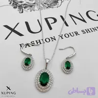 نیم ست ژوپینگ مدل بیضی سبز زیرکونیا