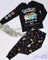 کد ۱۹ : ست بلوز و شلوار مشکی بچگانه وارداتی از برند pokemon جنس نخی و لطیف و کشسان