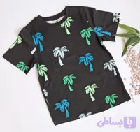 کد ۲۵ : تیشرت بچگانه نخی وارداتی از برند h&m طرح نخل مشکی