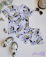 کد ۱۶: ست تیشرت و شلوارک نخی بچگانه وارداتی از برند H&M طرح بلویی