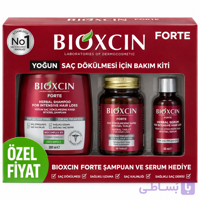 پک مراقبت ضد ریزش مو بیوکسین Bioxcin Forte شامل شامپو، سرم و Keratin Complex