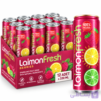 باکس ۱۲ عددی نوشیدنی گازدار Laimon Fresh Berries حجم 330 میلی‌لیتر