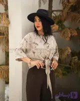 شومیز گره ای مزون آرشیدا پارچه طرح دار مدل گره ای