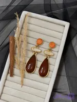 گوشواره آویزدار اشکی نارنجی