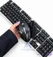کیبورد و ماوس گیمینگ درجه یک هیوندای یک سال گارانتی آرتیستون سرویس نور پس‌زمینه RGB با قابلیت تغییر حالت و رنگ کد_484