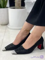 کفش مجلسی زنانه 6 سانتی جلو سگک پلنگی مات