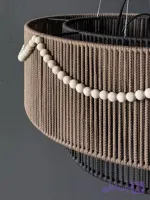 لوستر دو طبقه گرد مکرومه قطر ۴۰ نسکافه ای طوسی رنگ سایز بدلخواه شما قابل سفارش کد سفارش ۱۲۰