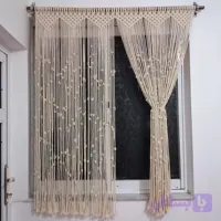 پرده مکرومه دونه برفی رنگ شیری رنگ سایز بدلخواه شما قابل سفارش کد سفارش ۱۱۴