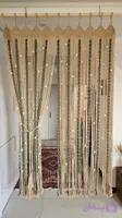 پرده مکرومه طرح پیچ دو رنگ کرم و سبز 100 در 2 ارتفاع رنگ و سایز بدلخواه قابل سفارش کد سفارش ۹9