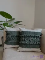 کاور کوسن مکرومه پروانه ای  ۴۰در ۴۰ سبز رنگ سایز بدلخواه شما قابل سفارش کد سفارش ۵۶