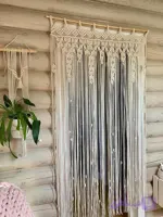 پرده مکرومه طرح پروانه رنگ شیری 100 در 2 ارتفاع رنگ و سایز دلخواه کد سفارش ۹6