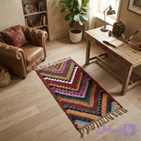 گلیم دستبافت طرح رنگین کمان خاص ابعاد 60*1 نخ پشمی