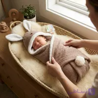 پتو دورپیچ خزدار نوزادی کوکوجم مدل خرگوش موسلین