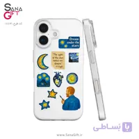قاب موبایل شفاف طرح کلاژ شب پرستاره ون گوگ