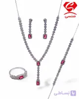 سرویس نقره مجلسی نگین قرمز کد 00124
