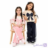 تیشرت و شلوار دخترانه پاپیون(سایز 45 تا سایز65 صورتی و سرمه ای)