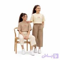 تیشرت و شلوارک دخترانه قلب(نوجوان سایز 50 تا 65 با شلوارک بلند واید لینن)